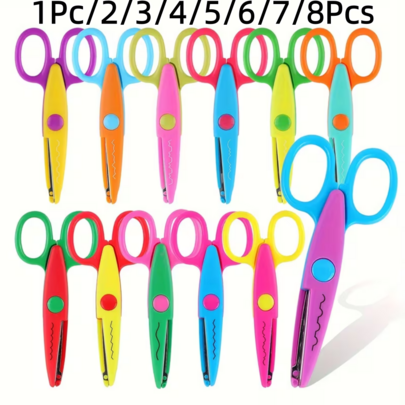 1 pieza/2/3/4/5/6/7/8 piezas Tijeras de onda de encaje, juego de tijeras manuales para cortar papel, adecuadas para proyectos creativos de enseñanza de maestros, manualidades de papel, scrapbooking, estilo y color aleatorios