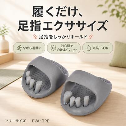 足指スリッパ ダイエットスリッパ 健康サンダル EVA素材 足指広げる ストレッチサンダル 足裏ケア 姿勢改善サポート 美脚対策 室内用 軽量 歩行トレーニング 洗濯可能 滑りにくい フィットカーブ設計