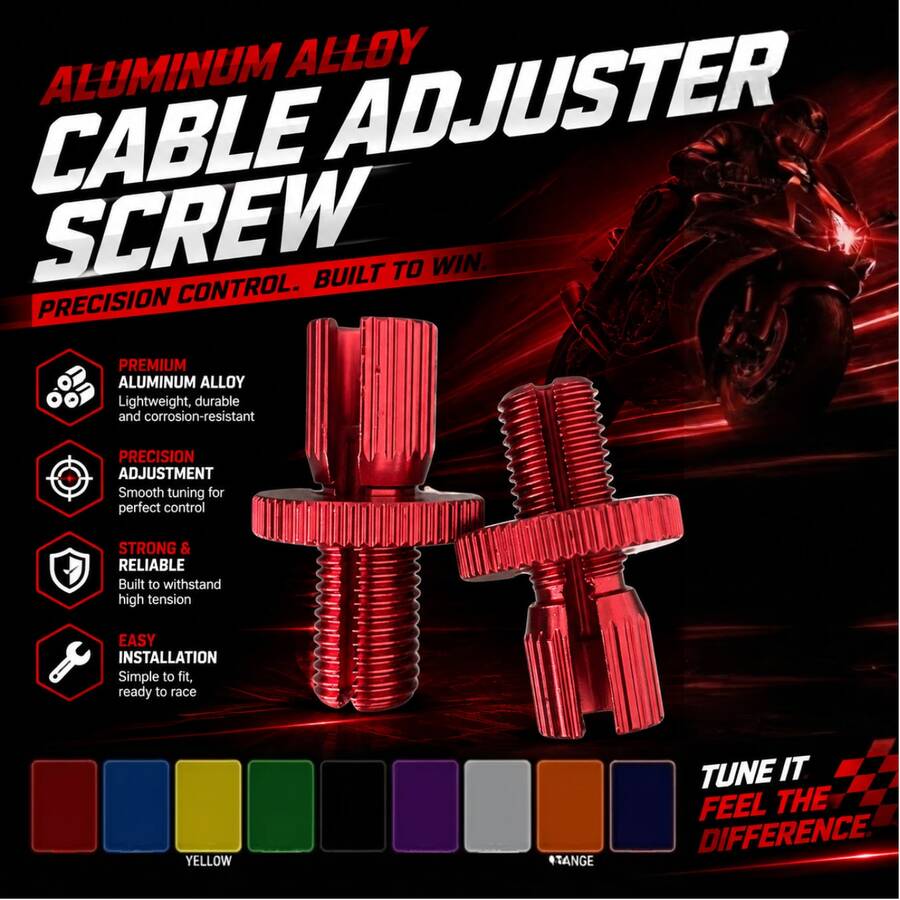 2pcs M8 Motorcycle Clutch Brake Cable Adjustment Screws | CNC Aluminum Alloy Throttle Handle Cable Adjuster | Universal Motorcycle Bicycle Modification Repair Parts Adjustment Bolts - A - View 1