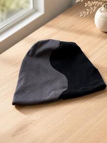 Niche Asymmetric Colorblock Slouchy Beanie, Cool Girl Dark Aesthetic Lazy Pullover Hat, Breathable Thin Streetwear Versatile Cold Weather Cap, Unisex - Multicolor - View 6