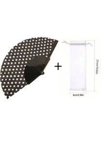 1pc Polka Dot Folding Fan, Lightweight And Foldable, Suitable For Summer Daily Use, Can Be Used As Aesthetic Photography Prop For Beach Scenes And Daily Outfits, Fashionable Cooling Accessory - Multicolor - View 10