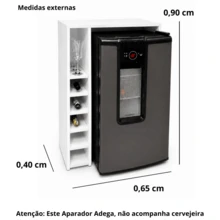 Aparador Com Adega Lateral Para Frigobar ou Cervejeira Carvalho Cores Branco - Branco - Visão 5