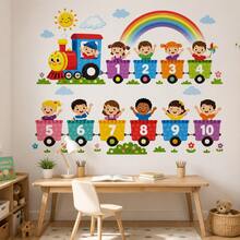 1pc Educational Wall Sticker, Alphabet Train Pattern Self-Adhesive Wall Stickers, Bedroom Entryway Living Room Porch Home Decoration Wall Stickers, Removable Stickers, School Wall Decor Decals - HG23 - View 5
