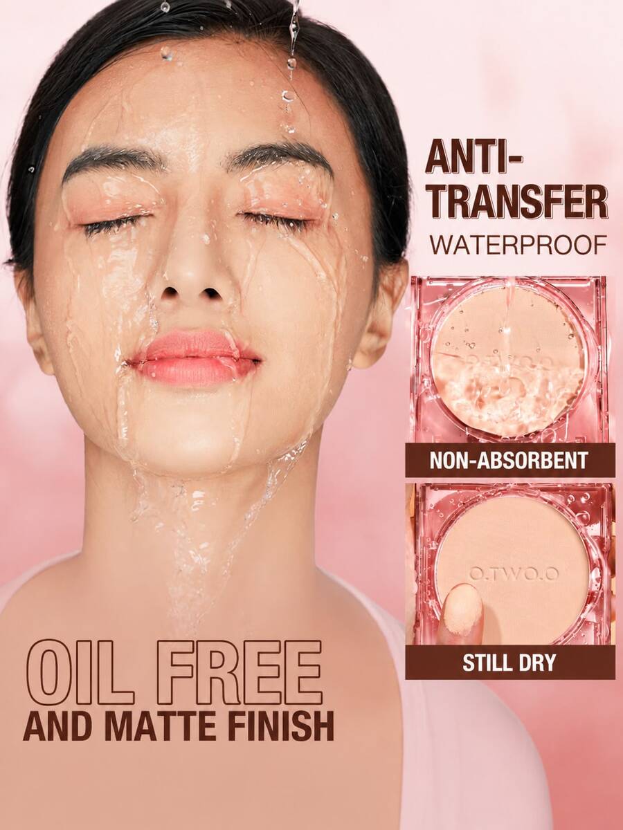 O.TWO.O Bedak Padat untuk Mengatur Riasan, Bedak Padat Matte, Pengontrol Minyak, Tahan Air, Tahan Lama, Cakupan Penuh, Menyamarkan Pori-Pori, Ringan, Tidak Berminyak, Riasan Wajah Sempurna untuk Wanita & Anak Perempuan, Sehari-hari, Pesta, Halloween, Natal, Musim Gugur, Musim Dingin