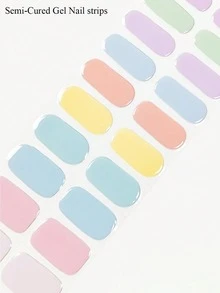 半固化凝膠美甲貼紙 馬卡龍圖案 20片裝 需使用UV燈固化 沙龍級品質 持久 - 彩色 - 查看 3