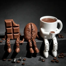 3/1pc Exquisite Movable Coffee Cup, Cute Coffee Bean, Moka Pot, Chocolate Mini Model Decor, Suitable For Cafe, Living Room, Bedroom, Study, Bar, Home Decoration, Creating A Relaxed And Cozy Atmosphere Stylish Display Model - Material Upgrade - View 2