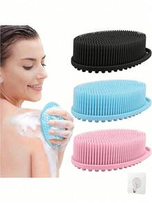 2-In-1 Bath Brush, Soft Silicone Bath Massager, Suitable For Men And Women - Multi-Functional Design, Can Be Used As Body Exfoliator/Massager And Makeup Brush Cleaner - Easy To Lather, Enjoy Bath Time Easily, Mold-Resistant And Odor-Resistant - Multicolor - View 11