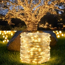 1 Set Outdoor Solar String Lights, Fairy Lights - 300/200/100/50 LED Outdoor Small Lights, IP44 Waterproof Rating, 8 Modes Selectable. Copper Wire String Lights, Suitable For Garden, Yard, Tree Decoration, And Christmas Or Wedding Celebration Decor - Solar Copper Wire Lamp - View 6