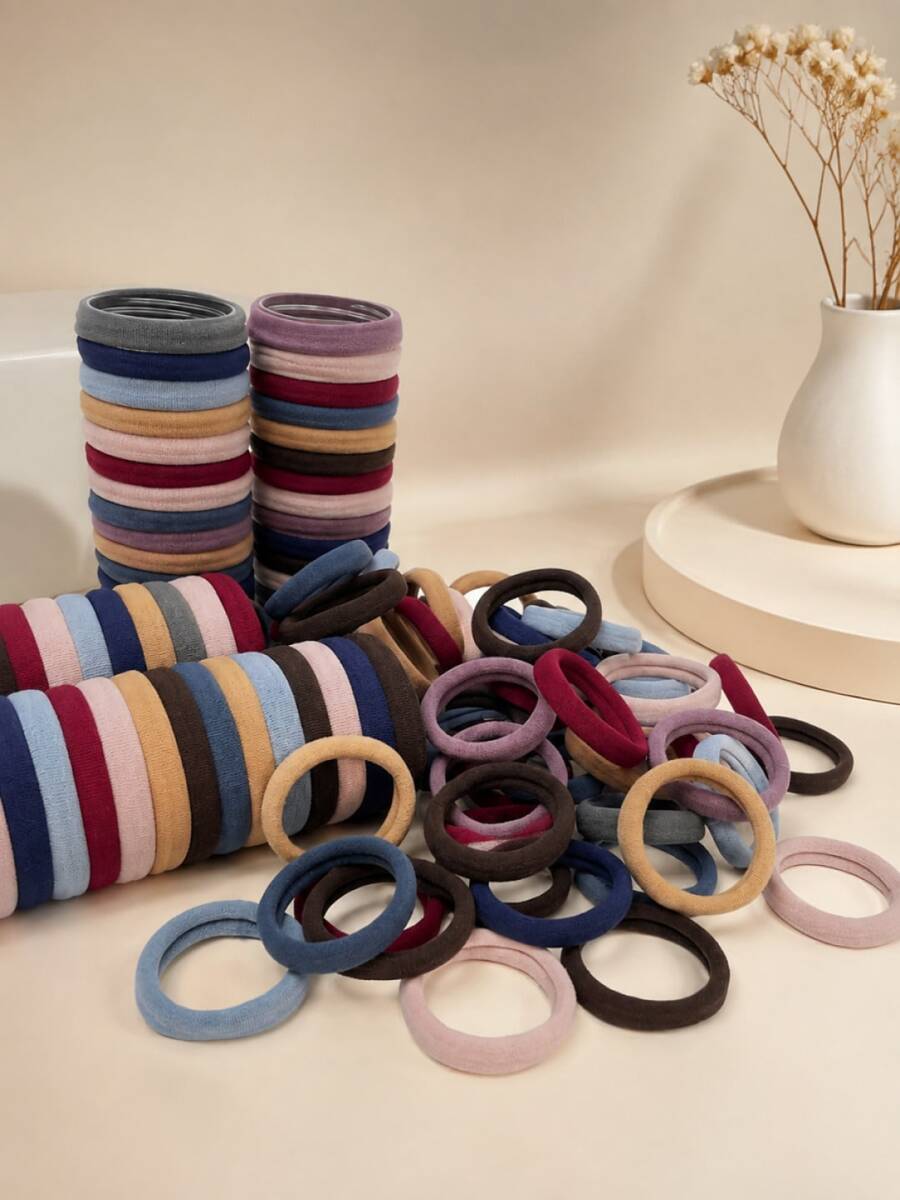 100pcs Colorful Elastic Durable Hair Ties, Sweet Style Fashion Hair ...