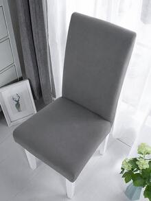 1pc Solid Color Chair Cover, Modern Minimalist Milk Silk Elastic Dining Chair Slipcover, Suitable For Living Room, Bedroom, Dining Room, Study, Removable And Washable, All-Season Use - Dark Grey - View 5