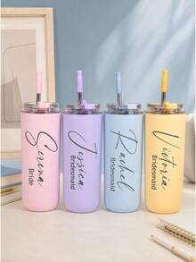 Gelas Sedotan Ukir 16oz yang Dipersonalisasi, Botol Air Stainless Steel, Perlengkapan Penting untuk Kembali ke Sekolah, Hadiah Ulang Tahun, Gelas Air Portabel yang Dapat Digunakan Kembali, Cocok untuk Kehidupan Kampus, Gelas Ukir Kustom untuk Pelajar, Mug Pantai Musim Panas yang Dipersonalisasi, Hadiah Hari Ibu - Gelas Sedotan Bernama Aneka Warna - View 7