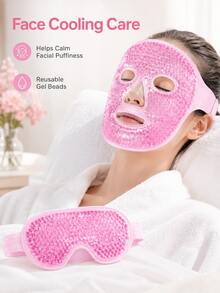 Ice Compress Mask & Eye Mask Set, Facial Ice Pack, Cold Compress Eye Mask, Reusable Ice Compress Mask And Cooling Gel Eye Mask, Dual Cold & Hot Relaxation, Moisturizing Ice Pack, Relieve Fatigue, Travel Essential, Multi-Functional Cold & Hot Compress Face/Eye Mask, Plush Cooling Ice Pack Sleep Eye Mask, Back To School Essential, Suitable For All Skin Types, Suitable For Relieving Eye Puffiness, Dark Circles, Eye Bags, Eye Fatigue, Best Christmas Gift For Women - Multicolor - View 2