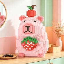 This 1097-Piece Building Block Set Creates A Strawberry Capybara, Which Is Adorable And Cute, Making It A Perfect Gift For Couples And Parents. The Assembly Difficulty Is Relatively High. It's An Ideal Gift For Christmas, Halloween, And The Back-To-School Season. - Multicolor - View 6
