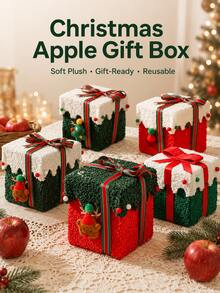 Cute Christmas Snowflake Plush Gift Box, Reusable Reindeer Decor Christmas Eve Apple Holder, Soft Holiday Storage Box, Suitable For Holiday Gifts, Friends And Children Gifts - Multicolor - View 2
