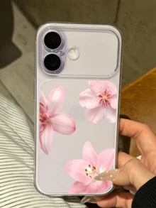 1件透明櫻桃粉3朵百合花個性化極簡防摔軟TPU手機殼 全包覆防污保護殼 適用於Apple 17 16 15 14 13 12 11 Pro Max Air - 彩色 - 查看 1