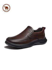 CAMEL CROWN Men's Outdoor Shoes Soft & Comfortable Height-Increasing Wide Toe Slip-On Business Casual Leather Shoes - Brown - View 2