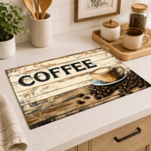 1pc Coffee Pattern Printed Diatomaceous Earth Kitchen Drain Mat, Absorbent Dish Drying Mat, Coffee Machine Mat, Dishwashing Mat, Sink Mat, Kitchen Countertop Protector, Suitable For Cups, Plates, Tableware And Kitchen Decor - Multicolor - View 6