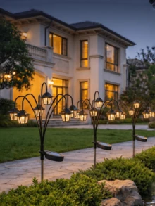 Solar Palace Lantern Light, Waterproof, With Ground Stake Solar Garden Light, Christmas, Halloween, Thanksgiving Outdoor Decoration, Suitable For Yard, Garden, Driveway, Villa, Outdoor Decoration, Autumn Decoration, Outdoor Home Decor - X10-palace Lantern - View 6