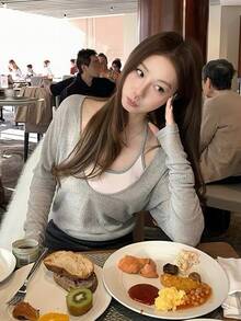 Women's Korean Style Fashion Contrast Color 2 In 1 Long Sleeve Top - Grey - View 4