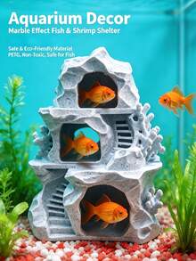 3D Printed One-Piece Fish & Shrimp Shelter, Multi-Layer Interconnected Caves, Aquarium Landscape Display Hiding House - Happy Aquarium - View 3