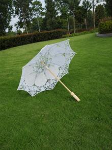 1pc Lace Umbrella, Crochet Lace Umbrella, Sun Protection Umbrella, Hollow Out Decor Umbrella, Wedding Celebration Photography Prop - Multicolor - View 9