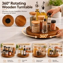 360° Rotating Round Wooden Turntable, Multi-Functional Kitchen Countertop, Cabinet And Bathroom Spice Storage Tray, Easy To Clean, Ideal Gift For Father's Day, Housewarming And Birthday - View 4