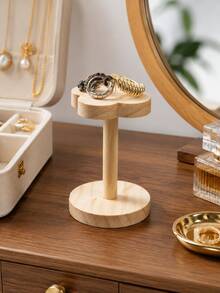 1pc Solid Wood Flower Shaped Jewelry Display Rack, Perfume Display Rack, Suitable For Rings, Watches, Bracelets, Earrings, Etc., Suitable For Bedroom Decoration, Bathroom Decoration, Living Room Desktop Storage, Dresser Cosmetics Storage, Bathroom - Multicolor - View 4