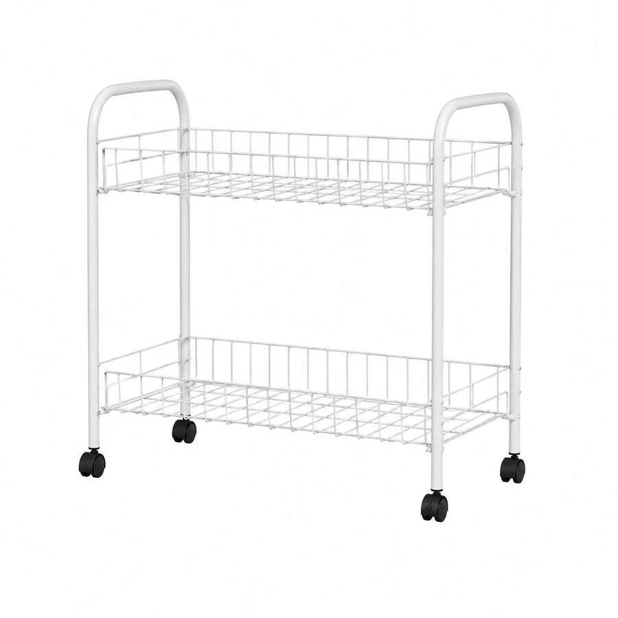 Carrito Organizador con Ruedas, Estantería de Almacenamiento Metálica de 2/3/4 Niveles, Carrito Auxiliar Multiusos para Baño, Cocina, Lavandería y Dormitorio, Blanco - 2 estantes - Ver 1