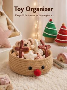 Cute Christmas Knitted Storage Basket, Reindeer Christmas Tree Shaped Cotton Rope Storage Box, Holiday Desktop Candy Gift Storage Rack, Suitable For Holiday Home Decor And Children's Room - Multicolor - View 5