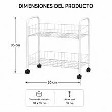 Carrito Organizador con Ruedas, Estantería de Almacenamiento Metálica de 2/3/4 Niveles, Carrito Auxiliar Multiusos para Baño, Cocina, Lavandería y Dormitorio, Blanco - 2 estantes - Ver 2