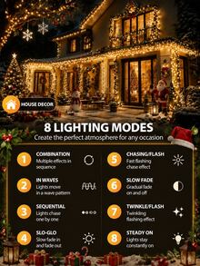 1PC 5m/7m/12m/22m Solar String Lights, 20/50/100/200LED Outdoor Waterproof Solar String Lights, 8 Modes, Suitable For Garden Fences, Camping, Parties, Parties, Halloween, Courtyards, Weddings, Parties, Lawns, Christmas Decorations - Solar LED String Lights - View 5