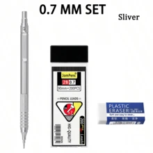 Mechanical Pencil Set, 0.5mm/0.7mm Metal Drafting Pencil , Knurled Grip Mechanical Pencil For Students, School, Office, Writing, Drawing And Sketching - Multiple Styles - View 16