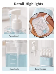 Set Botol Dispenser Perlengkapan Mandi Ukuran Travel, Set Botol Isi Ulang Portabel dengan Label, Cocok untuk Pembersih Wajah, Sampo, Sabun Mandi, dan Cairan Lainnya - MultiWarna - View 11