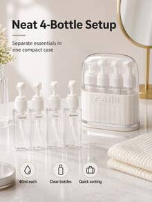 Set Botol Dispenser Perlengkapan Mandi Ukuran Travel, Set Botol Isi Ulang Portabel dengan Label, Cocok untuk Pembersih Wajah, Sampo, Sabun Mandi, dan Cairan Lainnya - MultiWarna - View 6