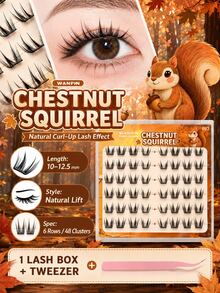 WANPIN WAN PIN Mei Li Shu 36 Clusters Glue-Free False Eyelashes, 9-13mm Natural Thin Cluster Lashes, Self-Adhesive Lightweight, Upgraded Fine Lash Roots, Comfortable And Secure, Long-Lasting Wear, Suitable For Daily Makeup - C - View 9