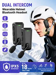 1/2PCS C10 Headset Interkom Helm Bluetooth Nirkabel Tahan Air Peredam Kebisingan Berbagi Musik Interphone untuk Bersepeda di Luar Ruangan - C10 - View 13
