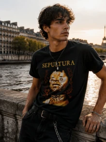 Men T-Shirts - 黑色 - 查看 16