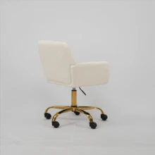 Hengming Height-Adjustable Swivel Faux Fur Vanity Chair For Bedroom & Home Office - 白色 - 查看 3