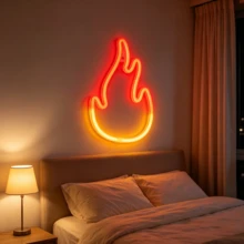 1PC, LED Flame/Fire Light, Christmas, Halloween Decoration Light, Home, Bedroom, Room Wall Decor, Party, Holiday Atmosphere Light, Battery + USB Powered - Flame - View 9
