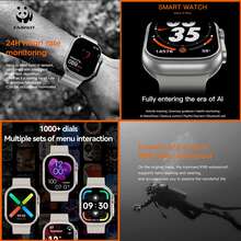 PANDA AI Smart Watch Compatible With Android And IOS Systems (Can Answer/Make Calls), 2.2-Inch HD Screen, Built-In Fitness Tracker, Supports Bluetooth Calling, IP68 Waterproof, Heart Rate/Sleep Monitoring, Multiple Sports Modes, Unisex - Gold - View 4