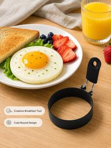 1pc Round Egg Pancake Mold With Foldable Handle, Easy Release, Suitable For Frying Eggs, Pancakes, Sandwiches, Home Kitchen Cooking, Brunch Meal Preparation, Daily Breakfast Tool - Multicolor - View 4
