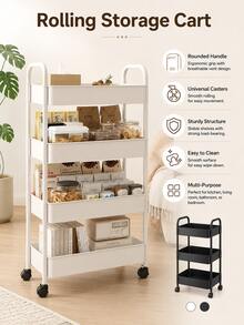 Multi-Layer Storage Cart - Compact Design, Space-Saving, Made Of Durable Plastic Material, Suitable For Kitchen, Bathroom, Bedroom, Office, Warehouse And Garage - Easy To Assemble, Practical Multi-Layer Storage Rack, Home Storage Shelf - Multicolor - View 3
