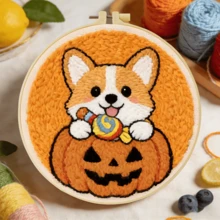 2D Beginner Punch Needle Embroidery Kit With Frame, Halloween Theme ,20*20cm/7.9*7.9in Pre-Printed Pattern DIY Punch Needle Set, Complete Yarn & Punch Tool Kit, Handmade Wall Decor For Living Room Bedroom, Ideal Birthday Gift - Halloween - View 4