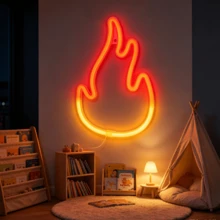 1PC, LED Flame/Fire Light, Christmas, Halloween Decoration Light, Home, Bedroom, Room Wall Decor, Party, Holiday Atmosphere Light, Battery + USB Powered - Flame - View 2