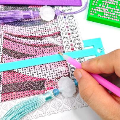 Diamond Painting Positioning Ruler, Tassel Bookmark, Diamond Painting Canvas Storage, Diamond Painting Supplies, Convenient Diamond Painting Tools, Suitable For Adult Craft Materials, Diamond Painting Accessories, DIY Handicrafts And School Supplies