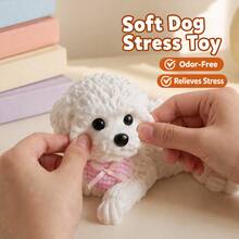 Realistic Teddy Dog Squeeze Toy, Cute Decorative Figurine, Adorable Pet Stress Relief Gadget - Multicolor - View 5