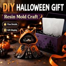 Halloween Wizard Black Cat Clay Silicone Mold, 3D Gothic Cloak Cat Figurine Casting Mold, Multipurpose DIY Craft Molds For Epoxy Resin, Plaster, Air Dry Clay, Scented Candle, Soap, Witchy Home Tabletop Ornament Making Supplies - They Are Selling Molds. - View 1