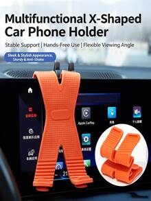 X-Shaped Multi-Function Silicone Car Phone Holder, Anti-Shake Center Console Phone Mount, Hands-Free Multi-Angle Phone Cradle, Suitable For Car, Desk And Wall Multi-Function Interior Accessory - A - View 1