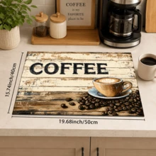 1pc Coffee Pattern Printed Diatomaceous Earth Kitchen Drain Mat, Absorbent Dish Drying Mat, Coffee Machine Mat, Dishwashing Mat, Sink Mat, Kitchen Countertop Protector, Suitable For Cups, Plates, Tableware And Kitchen Decor - Multicolor - View 13