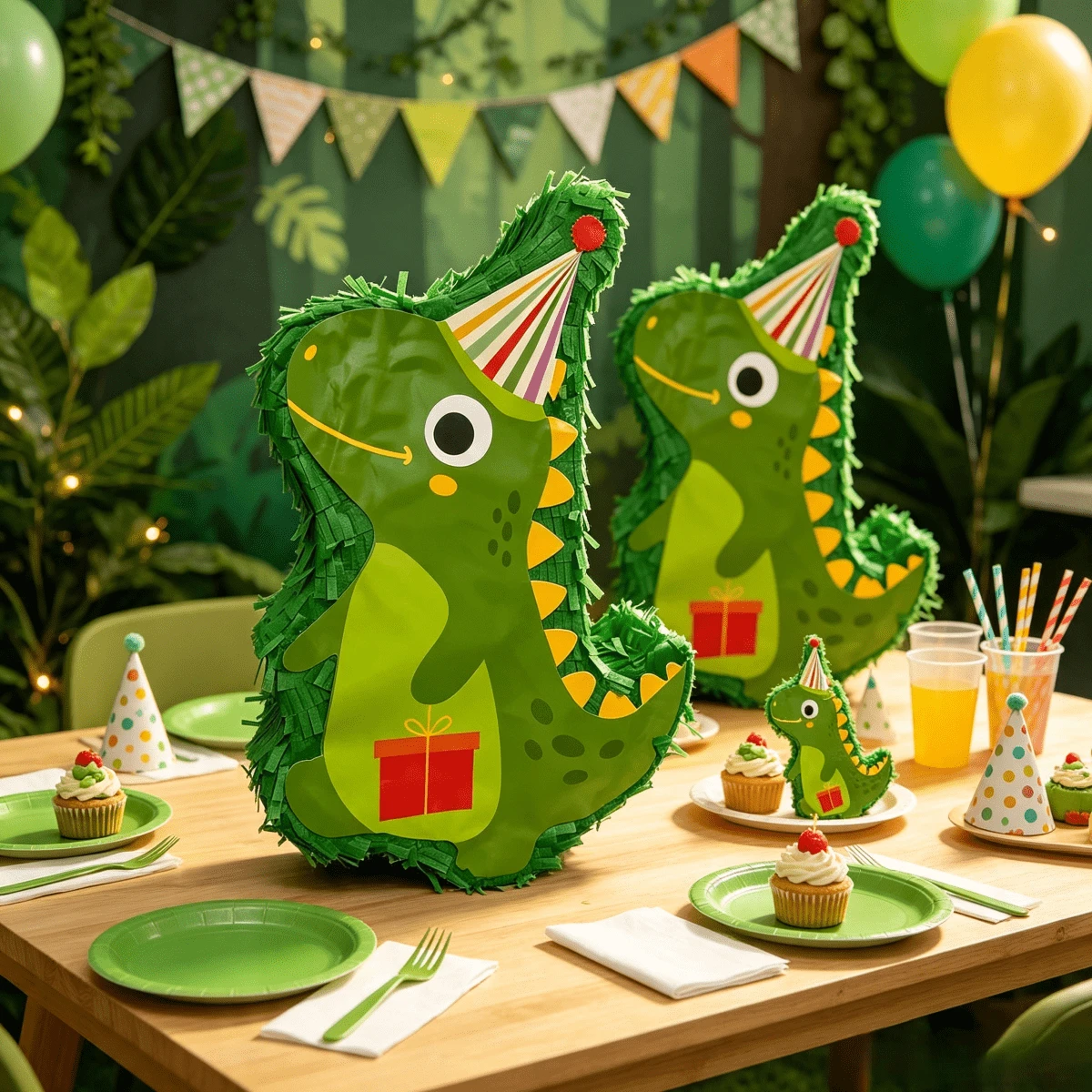 39*25*7cm Green Dinosaur Piñata 1pc (Can Be Filled With Candy, Confetti, Etc.) - A - View 1